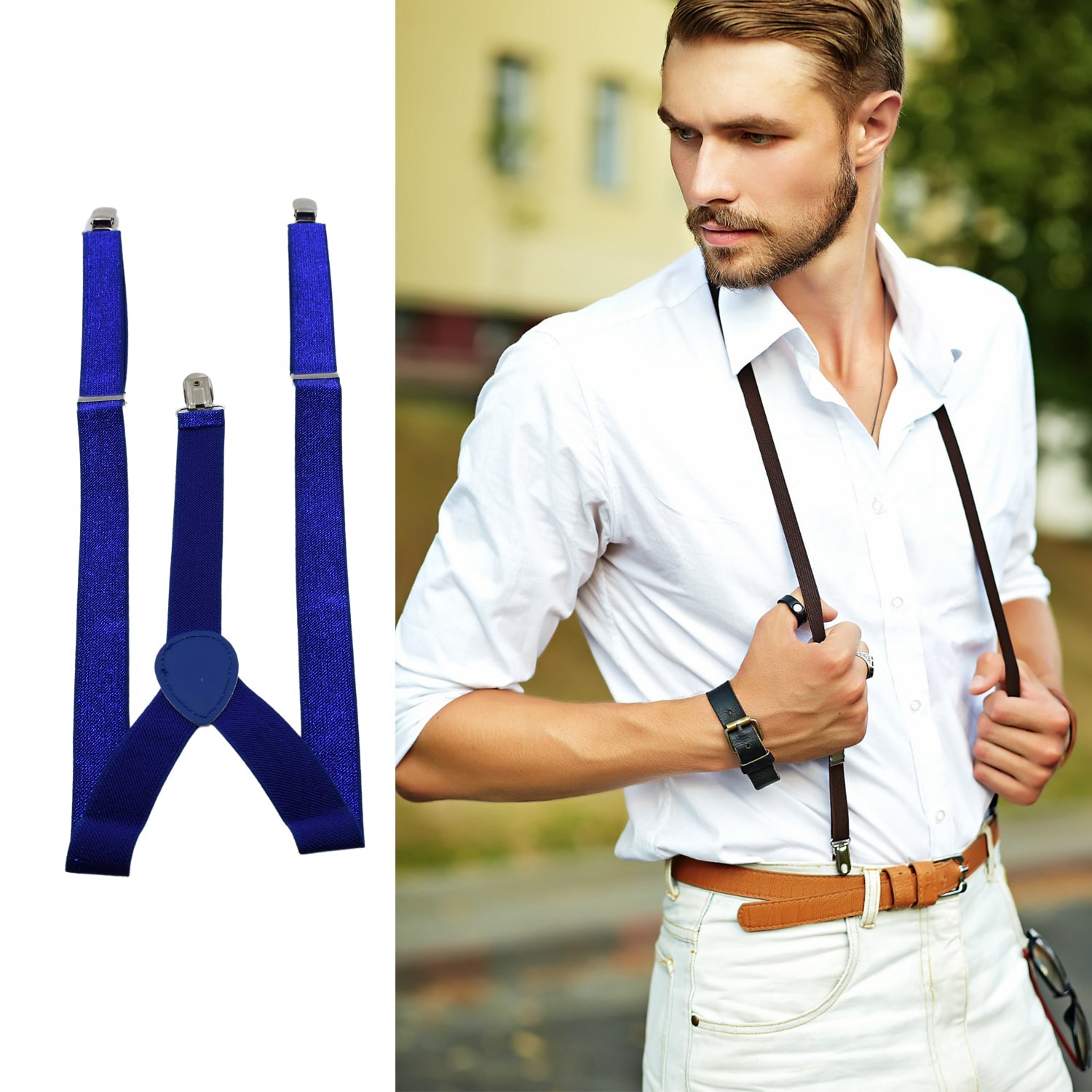7298 Royal Blue color suspenders belts stylish, Metal Clip Elastic Casual and Formal Suspenders for MEN boys women girls 7298 Royal Blue color suspenders belts stylish, Metal Clip Elastic Casual and Formal Suspenders for MEN boys women girls